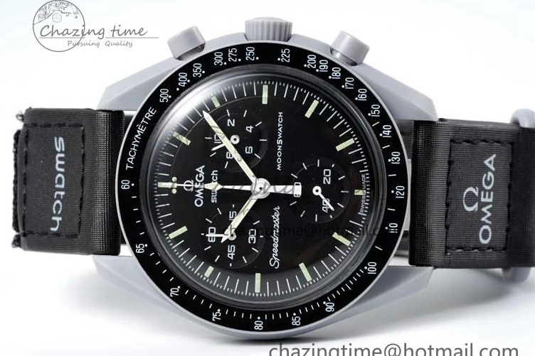 0128 Speedmaster Misson To The Moon 1:1 Best Edition Black Dial On Nylon Strap Quartz UrbanChic 7856